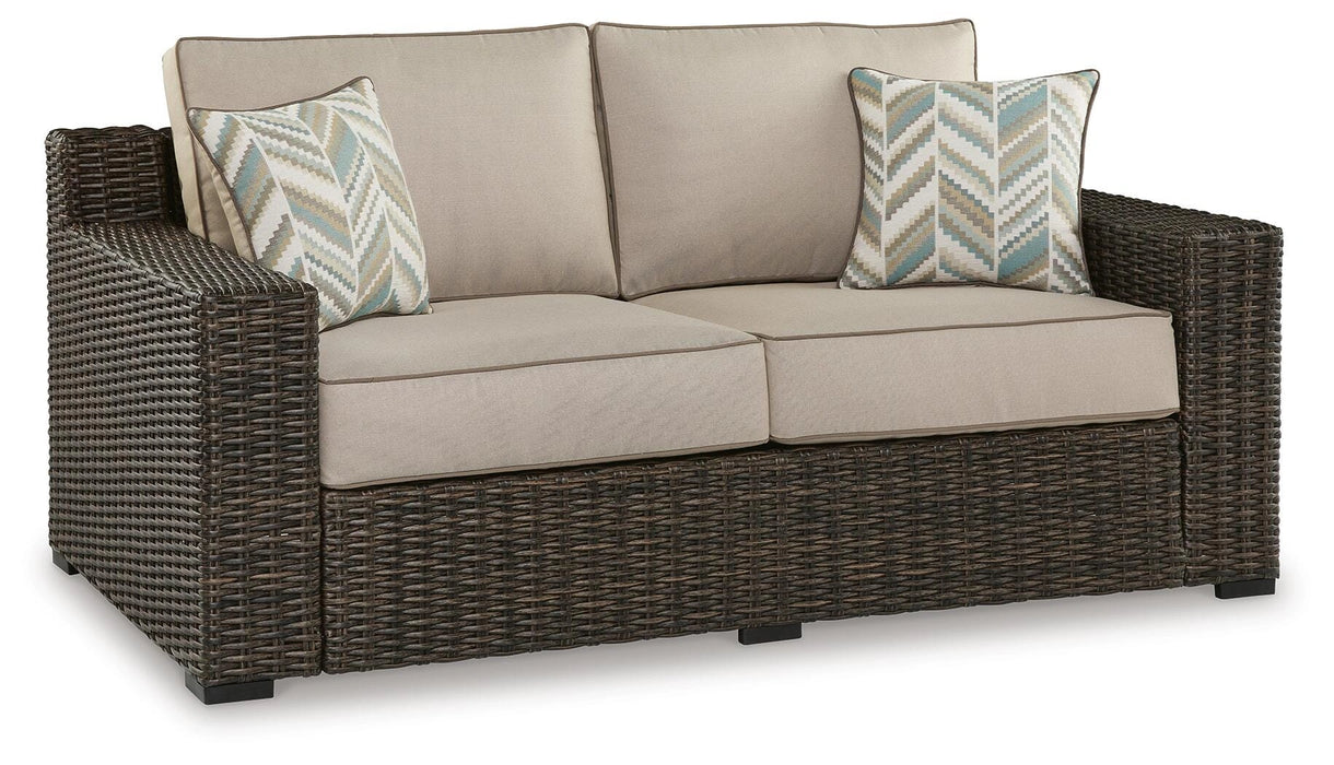 Coastline Bay Outdoor Loveseat with Cushion - Dream Home Furniture & Mattress (Waite Park, MN)