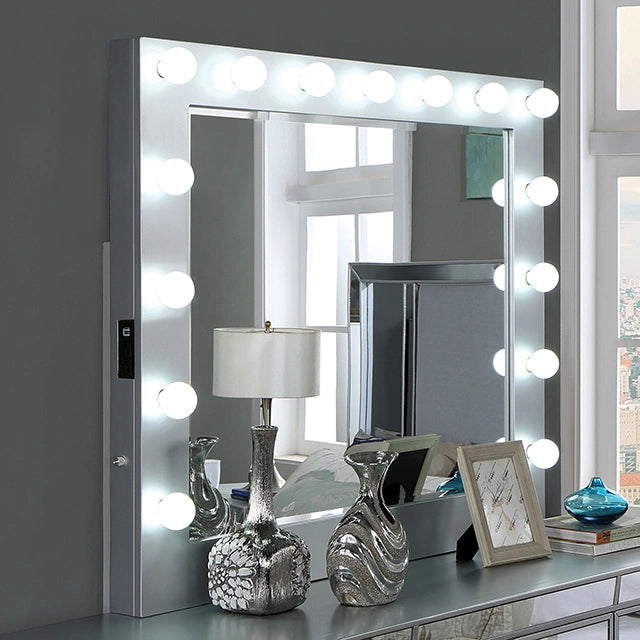 BELLADONNA Mirror w/ USB, Power, Light, Silver - Dream Home Furniture & Mattress (Waite Park, MN)