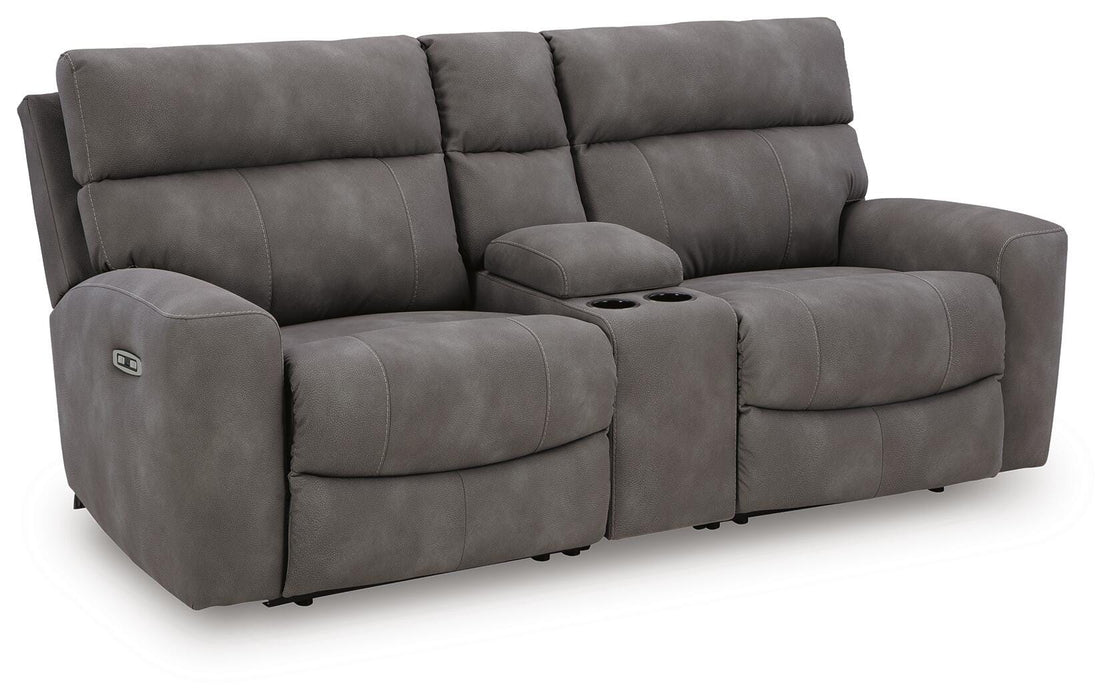 Next-Gen DuraPella Power Reclining Sectional Loveseat with Console - Dream Home Furniture & Mattress (Waite Park, MN)