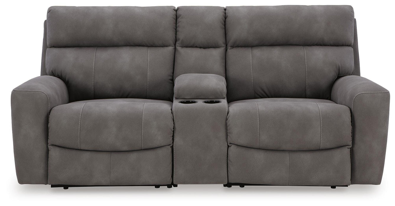 Next-Gen DuraPella Power Reclining Sectional Loveseat with Console - Dream Home Furniture & Mattress (Waite Park, MN)