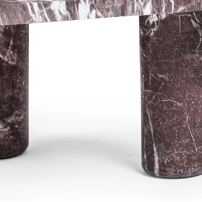 Libby 2-Piece Faux Red Levanto Marble Indoor/Outdoor Nesting Coffee Table Set
