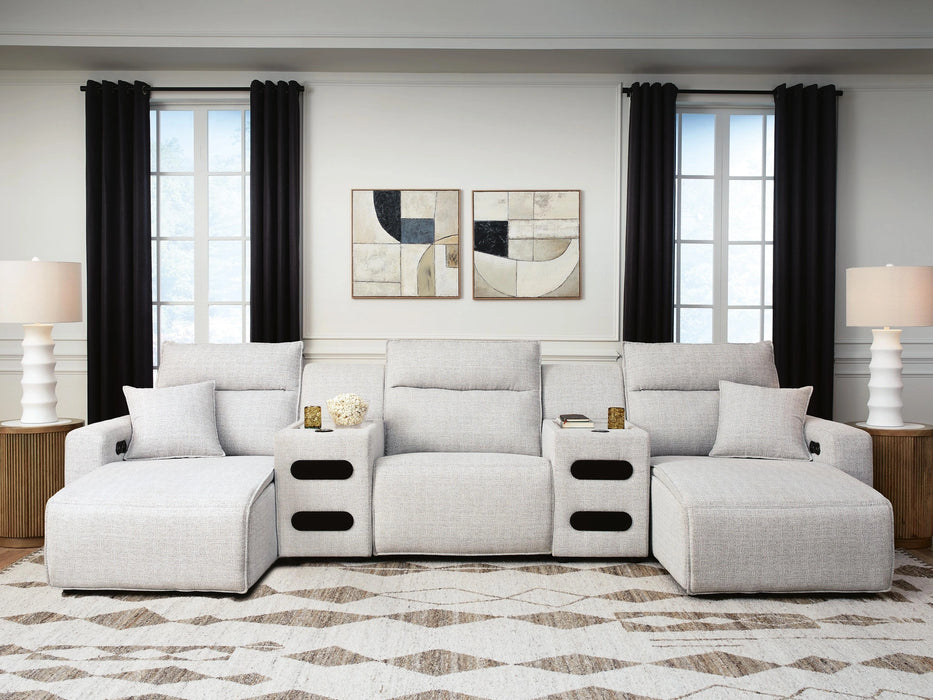 Modmax II Power Reclining Sectional with Chaise and Audio Consoles - Dream Home Furniture & Mattress (Waite Park, MN)