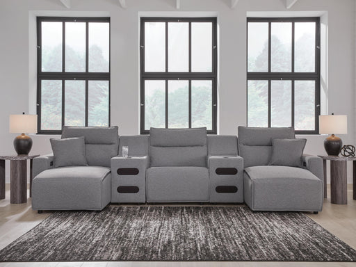 Modmax II Power Reclining Sectional with Chaise and Audio Consoles - Dream Home Furniture & Mattress (Waite Park, MN)