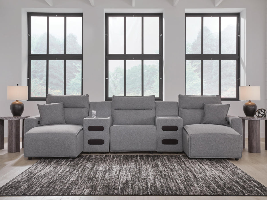 Modmax II Power Reclining Sectional with Chaise and Audio Consoles - Dream Home Furniture & Mattress (Waite Park, MN)