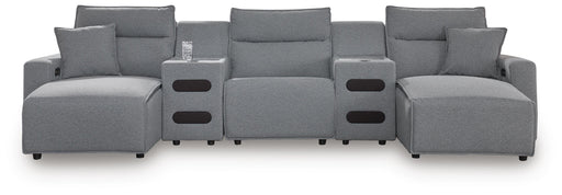 Modmax II Power Reclining Sectional with Chaise and Audio Consoles - Dream Home Furniture & Mattress (Waite Park, MN)