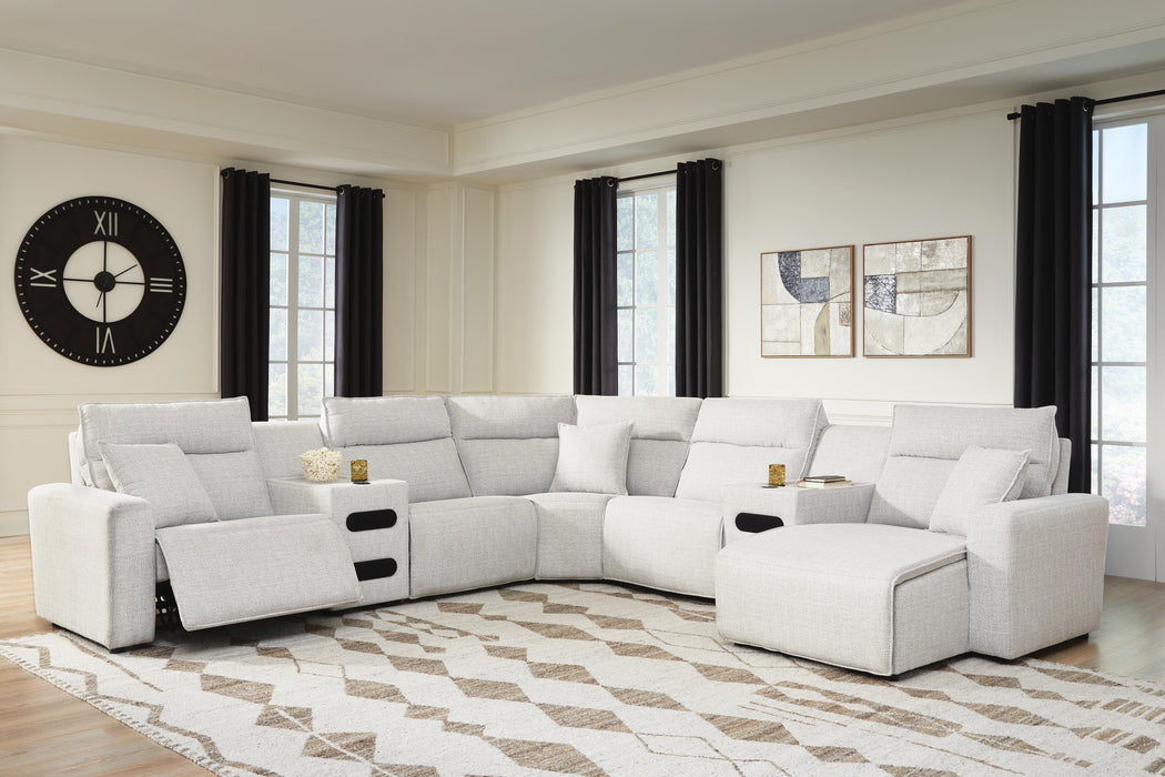 Modmax II Power Reclining Sectional with Chaise and Audio Consoles - Dream Home Furniture & Mattress (Waite Park, MN)