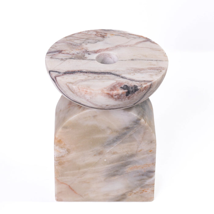 Marble White Brown Candle Holder