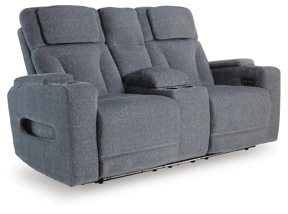 Studio Cave Power Reclining Loveseat with Console - Dream Home Furniture & Mattress (Waite Park, MN)