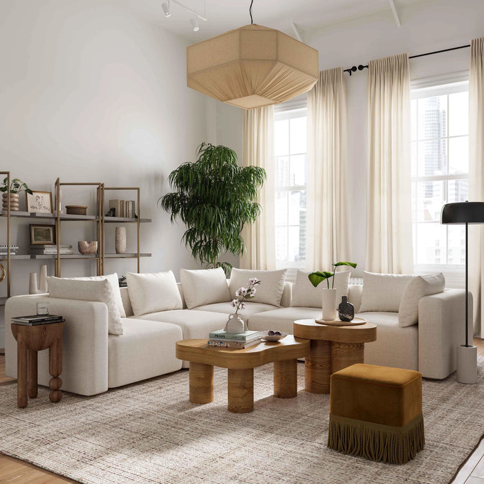 Hangover 5-Piece Cream Performance Linen Modular L-Sectional