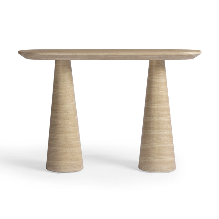 Sandra 47" Faux Travertine Indoor/Outdoor Console Table