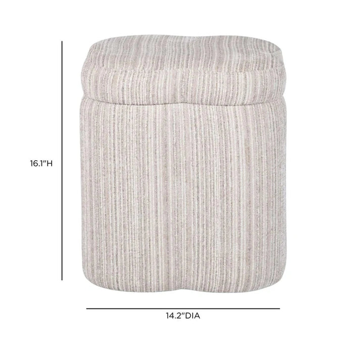 Lilou Cream Striped Jacquard Storage Accent Stool