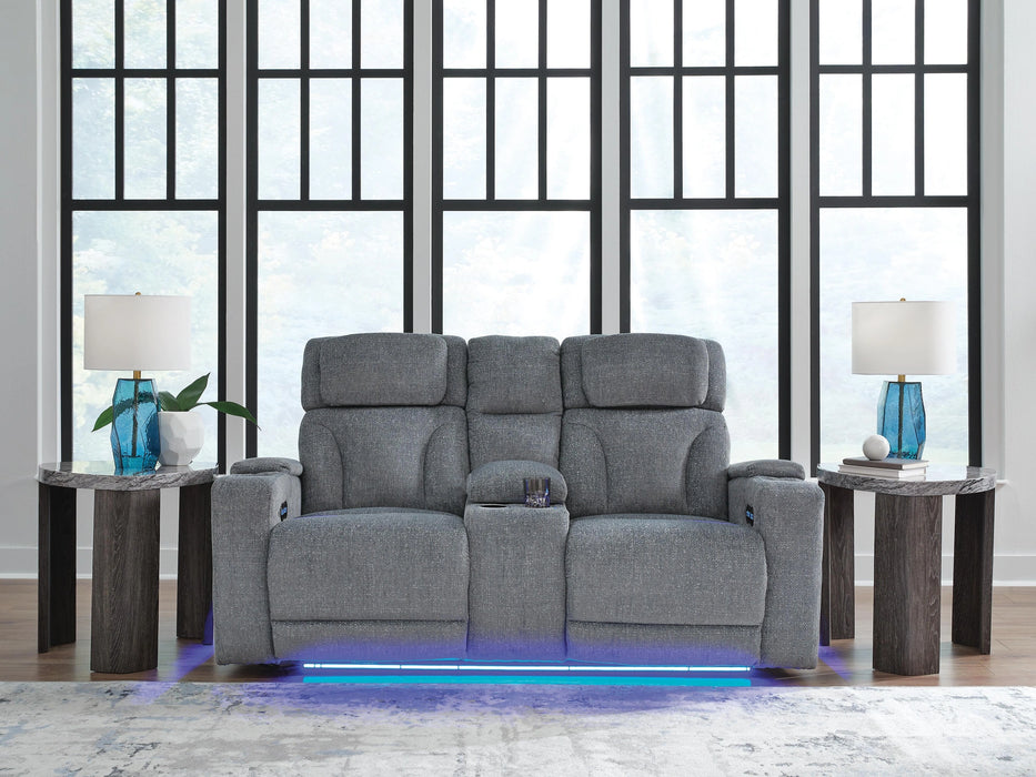 Studio Cave Power Reclining Loveseat with Console - Dream Home Furniture & Mattress (Waite Park, MN)