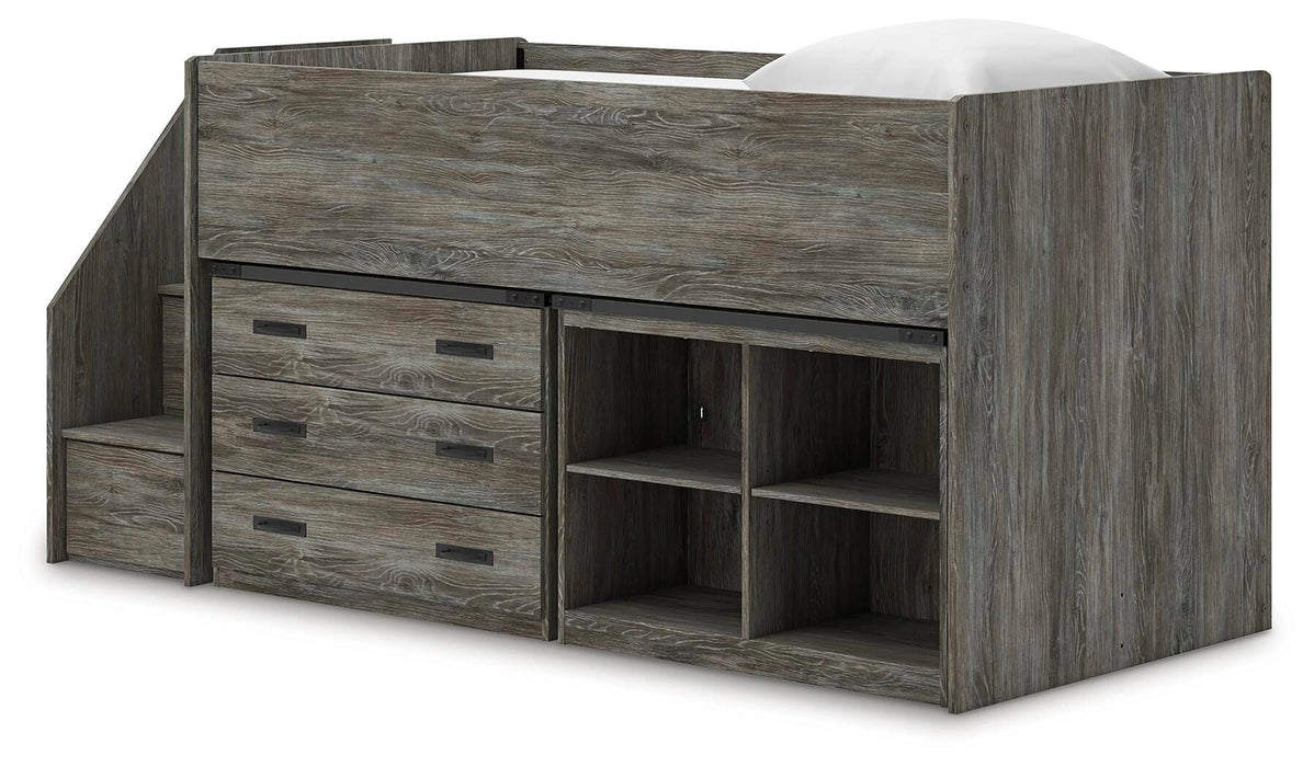 Frandern Loft Bed with Bookcase and Drawer Storage - Dream Home Furniture & Mattress (Waite Park, MN)