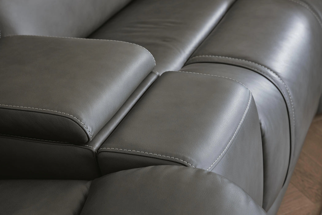 5Z - Pittson Power Reclining Sectional Loveseat with Console - Dream Home Furniture & Mattress (Waite Park, MN)