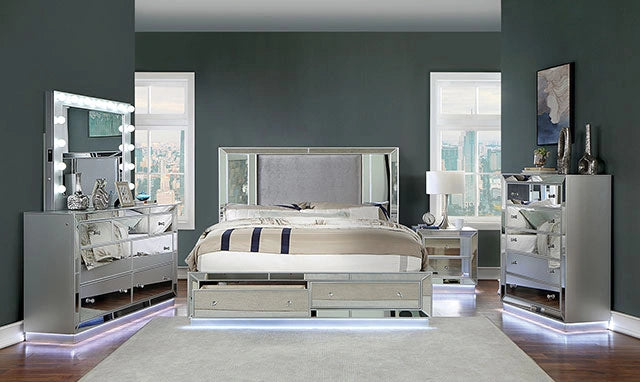 BELLADONNA Mirror w/ USB, Power, Light, Silver - Dream Home Furniture & Mattress (Waite Park, MN)