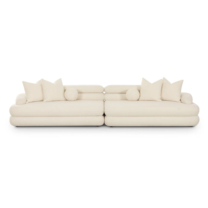 Lulu 141" Cream Performance Boucle Sofa