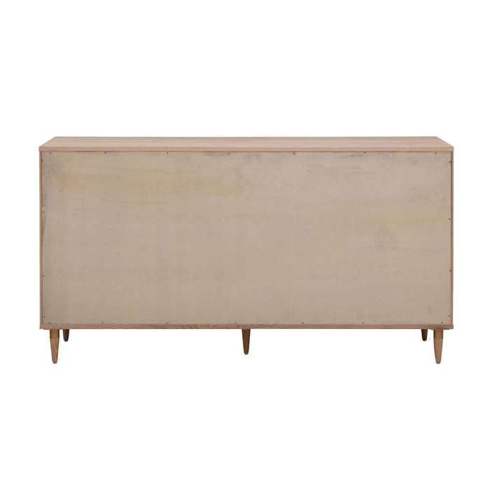 Carmen 63" Natural Ash and Cane 6-Drawer Dresser