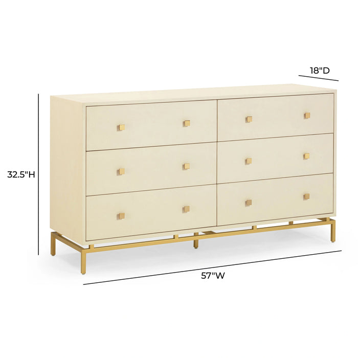 Pesce 57" Faux Shagreen 6-Drawer Dresser