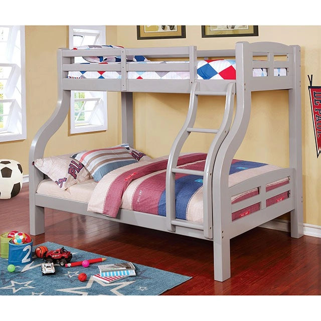SOLPINE Gray & Oak Twin/Full Bunk Bed - Dream Home Furniture & Mattress (Waite Park, MN)