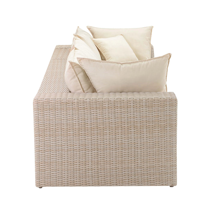 Cali 120" Natural Wicker Outdoor Modular Sofa