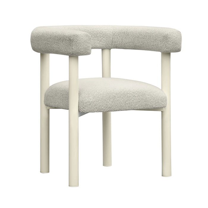 Jackie Cream Textured Contract-Grade Fabric Outdoor Dining Chair