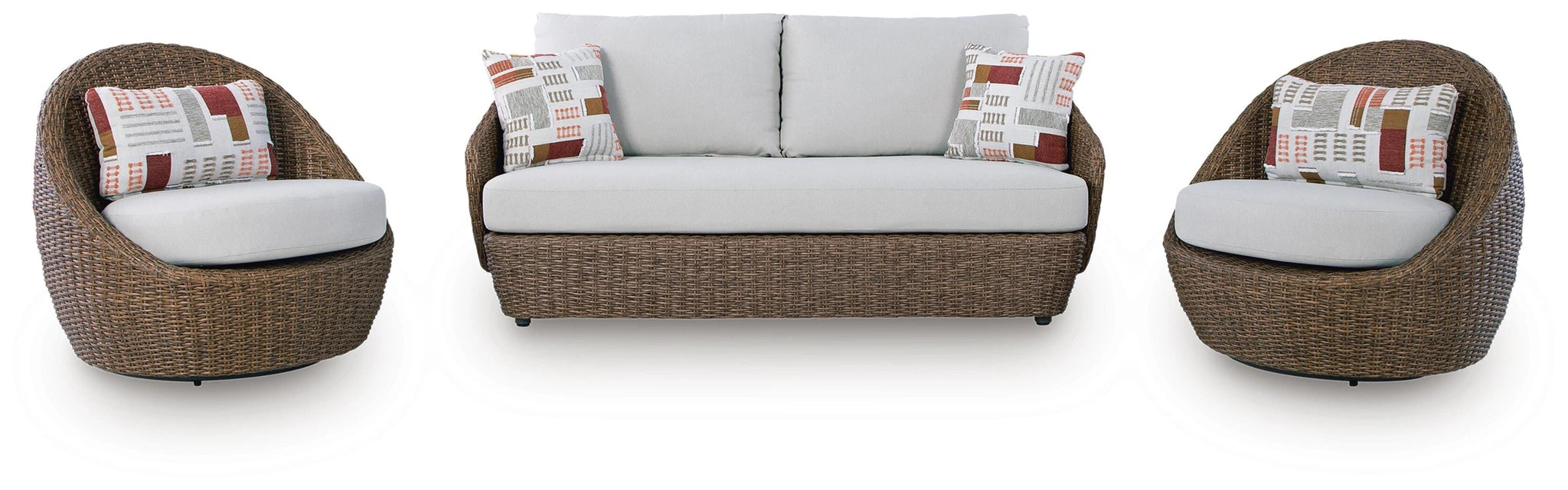 Double Point Outdoor Loveseat/2 Swivel Chairs (Set of 3) - Dream Home Furniture & Mattress (Waite Park, MN)