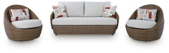 Double Point Outdoor Loveseat/2 Swivel Chairs (Set of 3) - Dream Home Furniture & Mattress (Waite Park, MN)