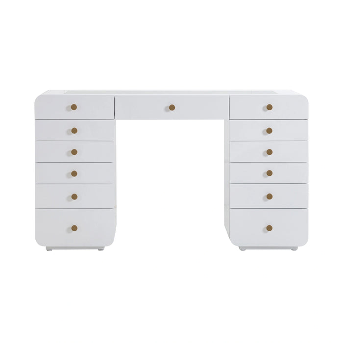 Hollywood 56" White Desk with Vanity Mirror