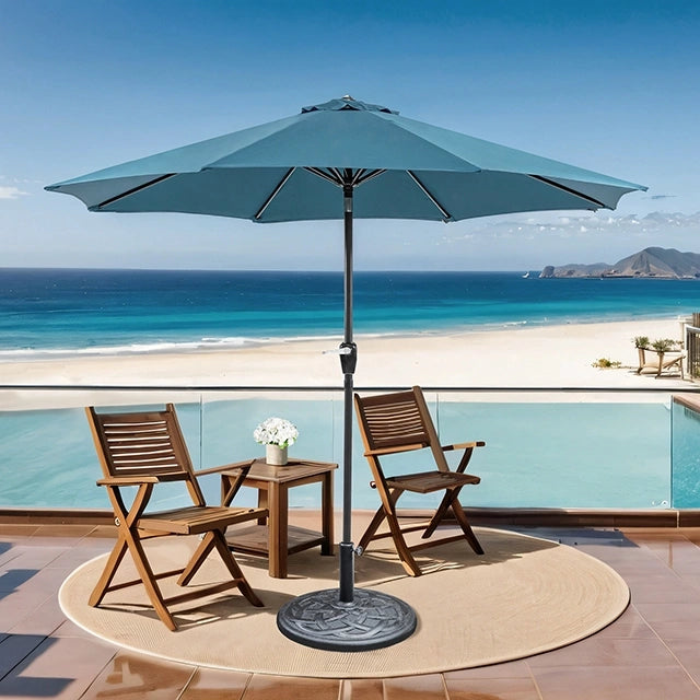 Soli 9' Outdoor Umbrella w/ Auto Tilt + 21" Round Base - Dream Home Furniture & Mattress (Waite Park, MN)