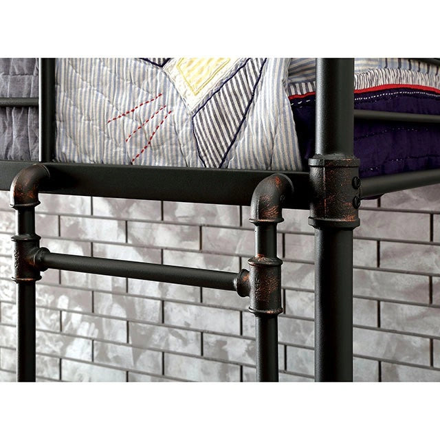 OLGA Antique Black Metal Twin/Twin Bunk Bed - Dream Home Furniture & Mattress (Waite Park, MN)
