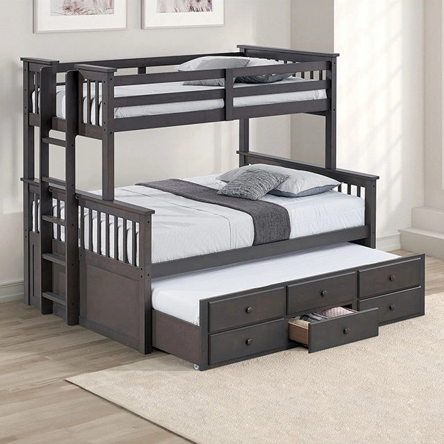 University Twin/Full Bunk Bed Grey, Walnut, & White - Dream Home Furniture & Mattress (Waite Park, MN)