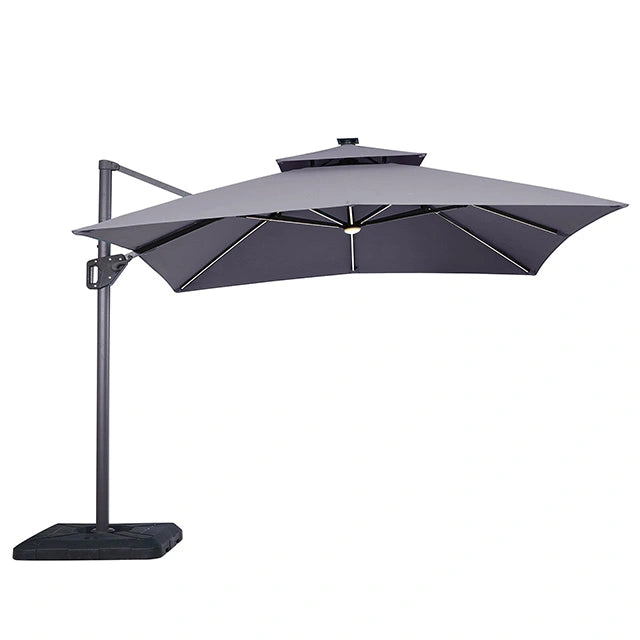 Sano 10 Ft Square Umbrella w/ Double Top w/ LED Light + 37" Large Base - Dream Home Furniture & Mattress (Waite Park, MN)