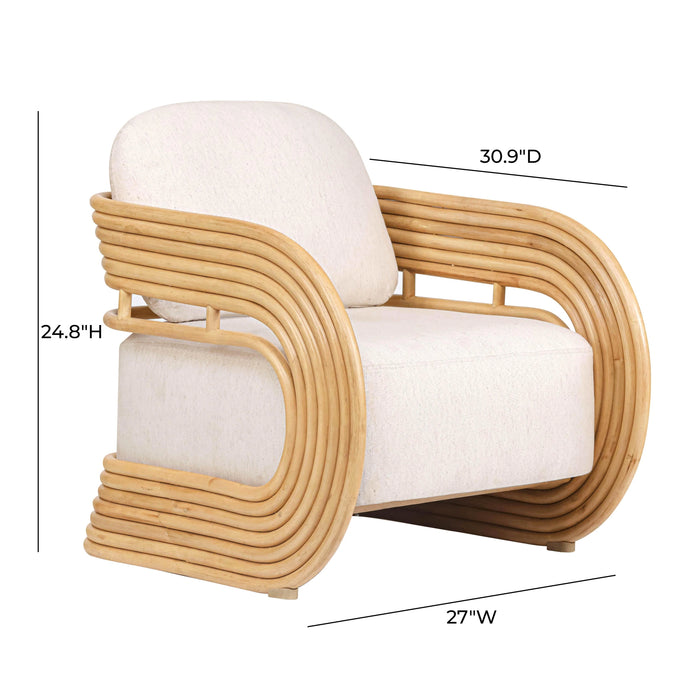 Lauretta Cream Performance Fabric and Natural Rattan Accent Chair