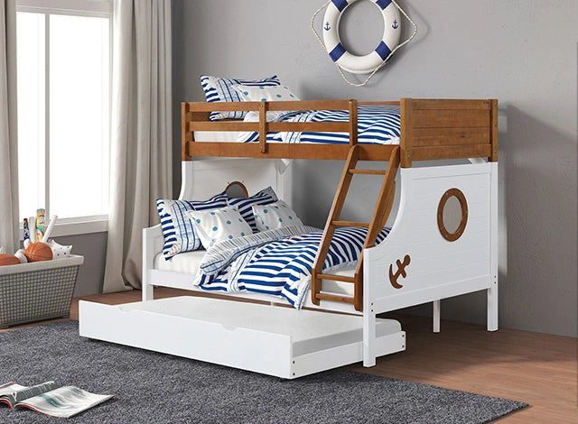Nautia Twin/Full Bunk Bed Black & White - Dream Home Furniture & Mattress (Waite Park, MN)