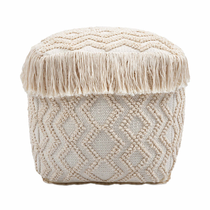 Inca Cream Cotton Pouf