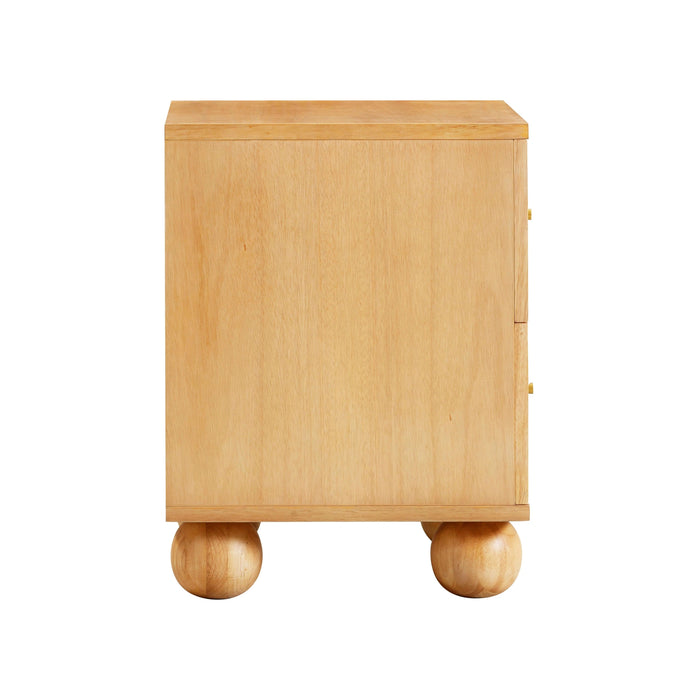 Grappa 22" Wood & Raffia Wavy 2-Drawer Nightstand