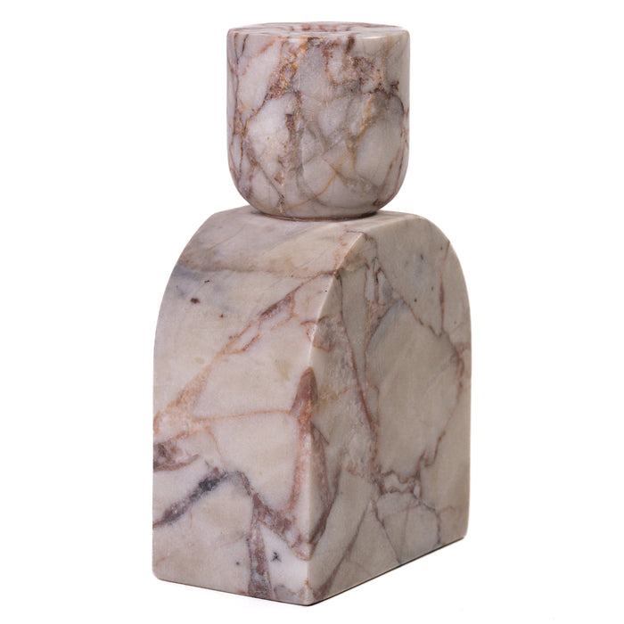 Marble White Brown Candle Holder