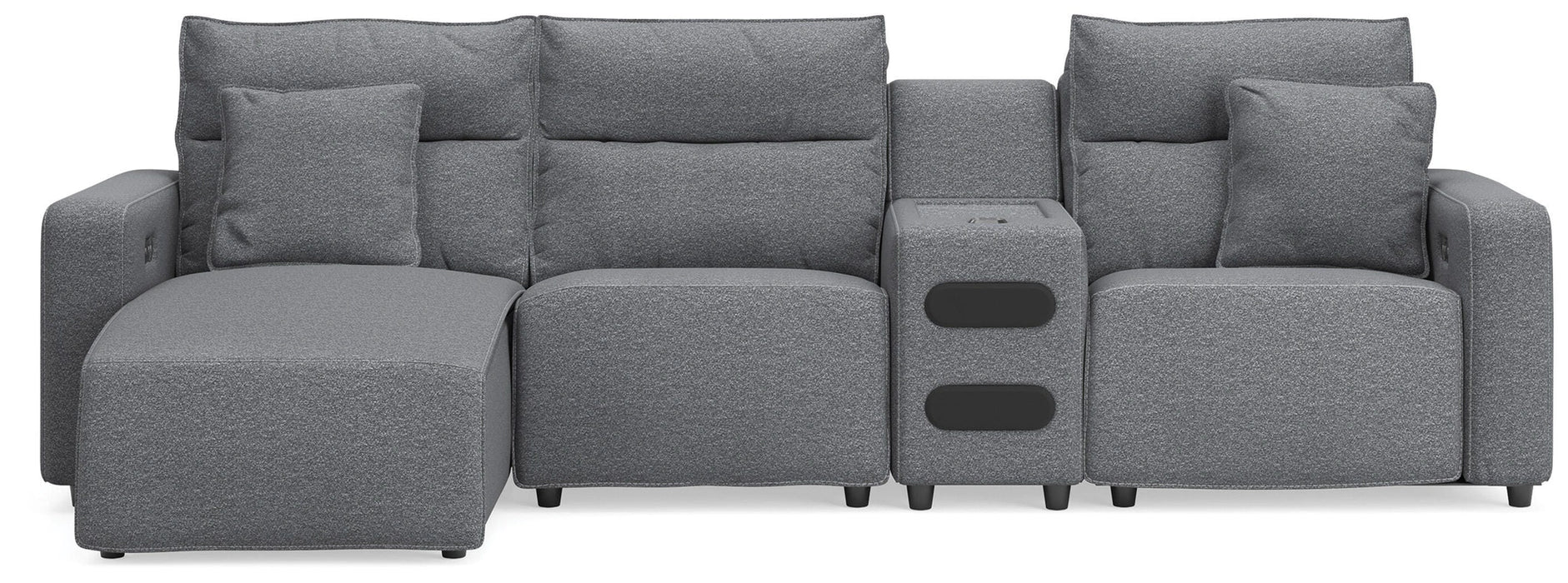 Modmax II Reclining Sectional with Chaise and Audio Console - Dream Home Furniture & Mattress (Waite Park, MN)