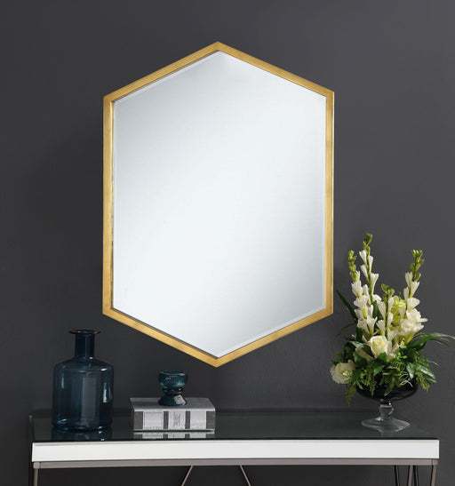 Bledel Hexagon Shaped Wall Mirror Gold - Dream Home Furniture & Mattress (Waite Park, MN)