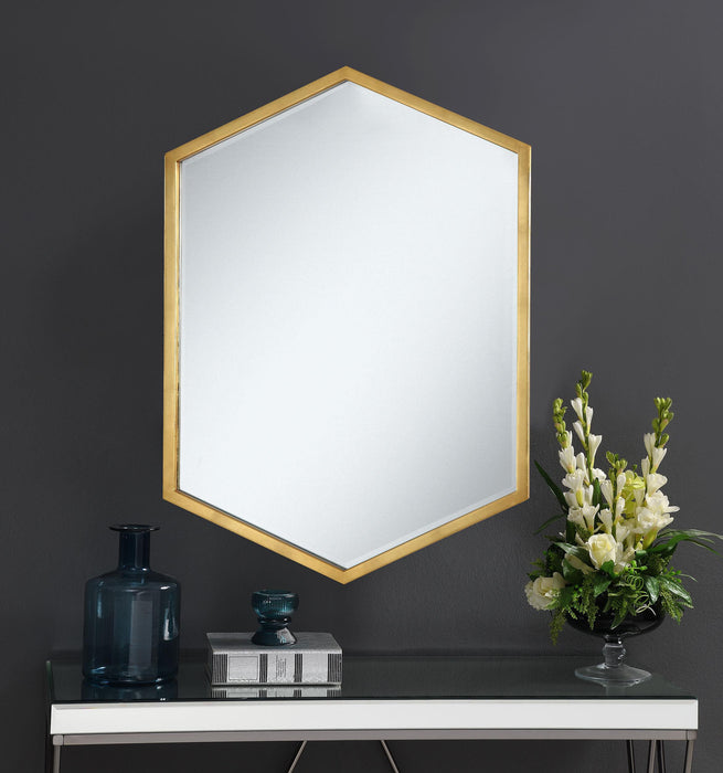 Bledel Hexagon Shaped Wall Mirror Gold - Dream Home Furniture & Mattress (Waite Park, MN)