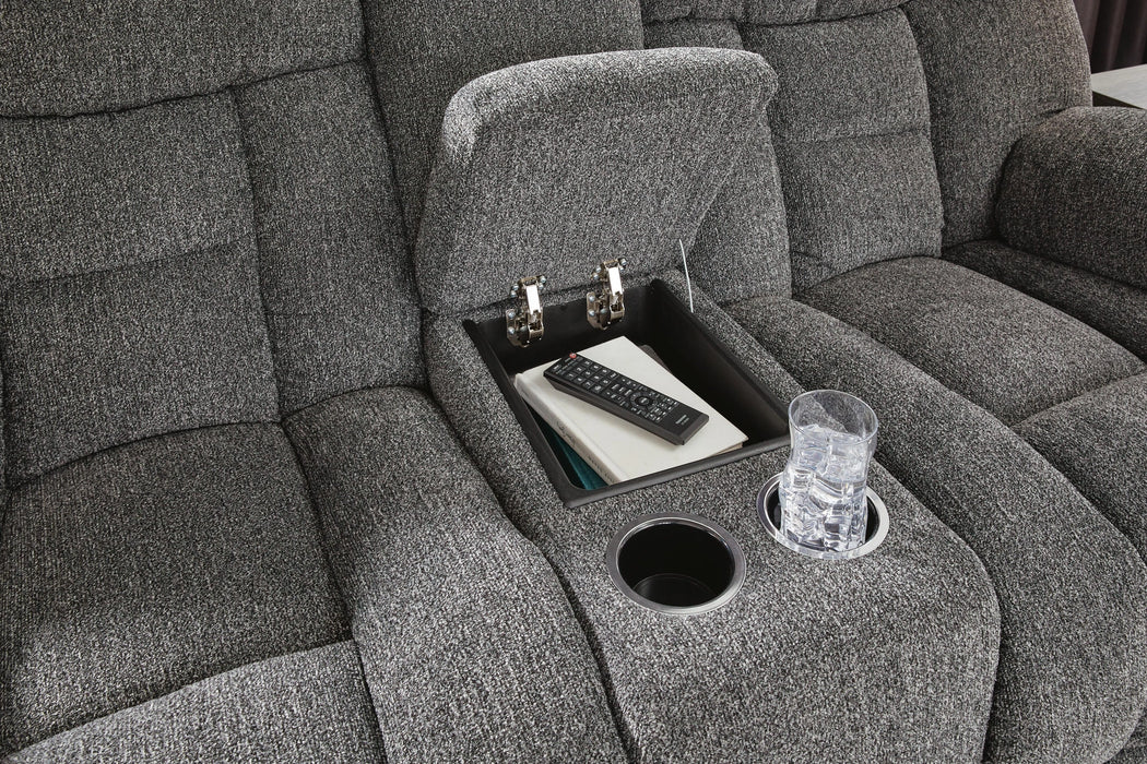 Foreside Reclining Loveseat with Console - Dream Home Furniture & Mattress (Waite Park, MN)