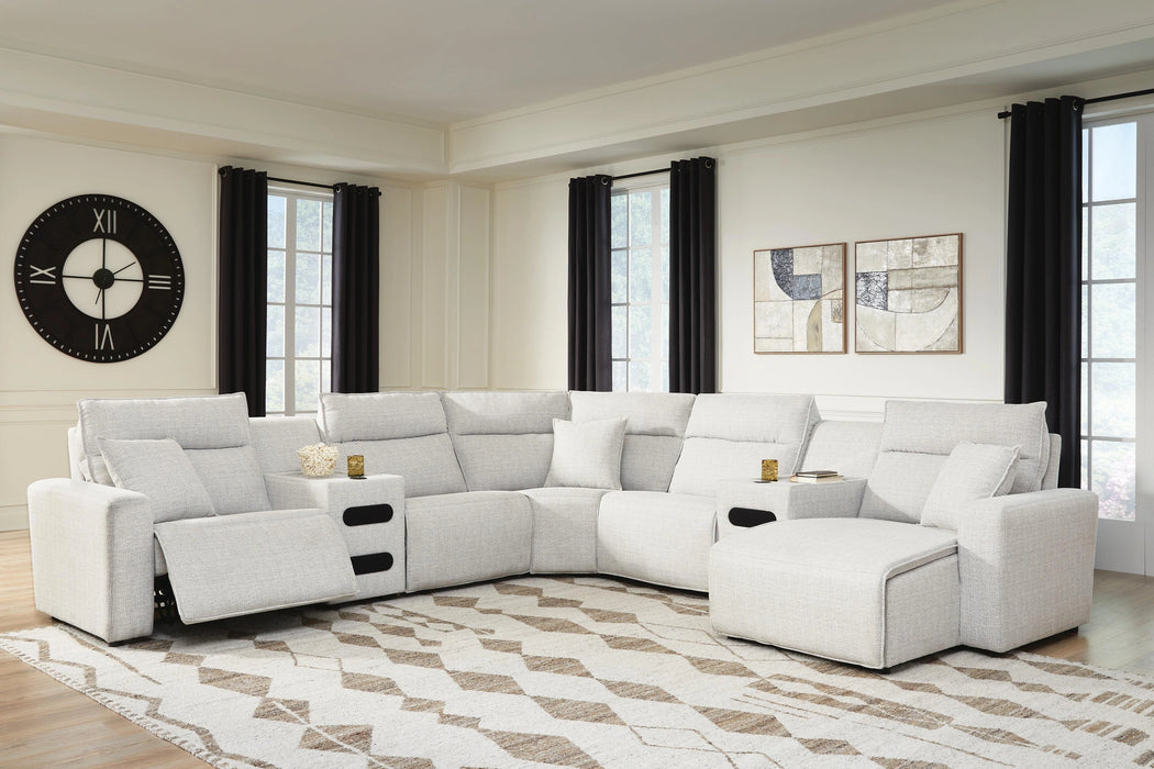 Modmax II Power Reclining Sectional with Chaise and Audio Consoles - Dream Home Furniture & Mattress (Waite Park, MN)