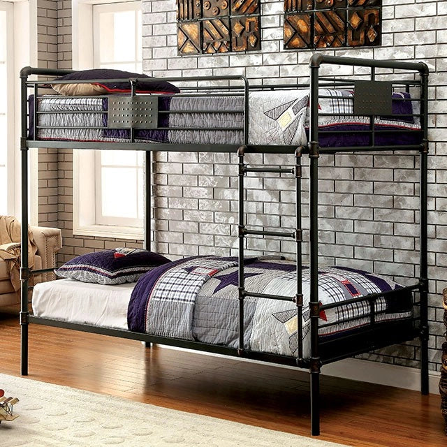 OLGA Antique Black Metal Twin/Twin Bunk Bed - Dream Home Furniture & Mattress (Waite Park, MN)