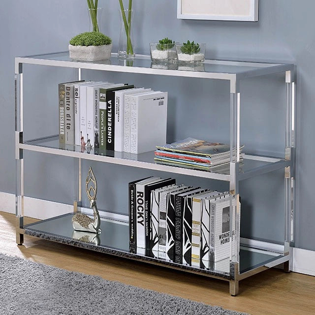 Ludvig Chrome/Clear Sofa Table - Dream Home Furniture & Mattress (Waite Park, MN)