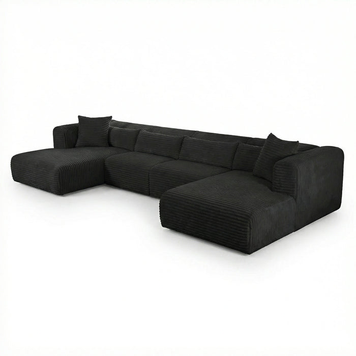 Tarra 4-Piece Fluffy Oversized Performance Corduroy Modular U-Sectional