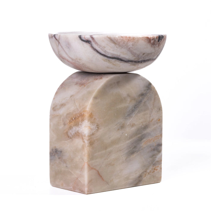 Marble White Brown Candle Holder