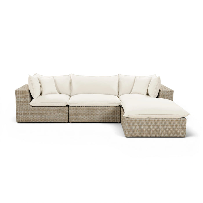 Cali 4-Piece Natural Wicker Outdoor Modular Sectional