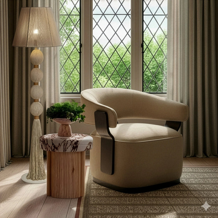 Madison Linen Performance Chenille Swivel Accent Chair