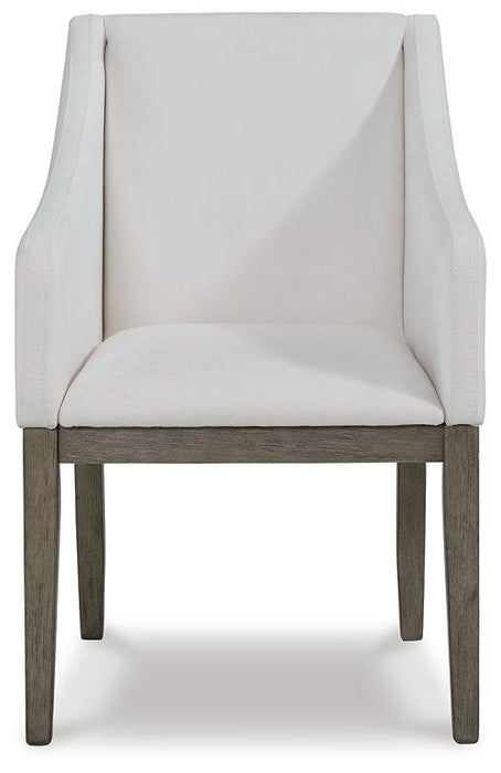 Anibecca Gray/Off White Dining Arm Chair