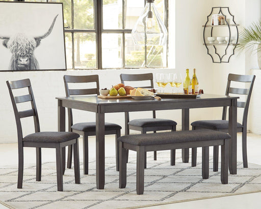 Bridson Dining Table and Chairs with Bench (Set of 6) - Dream Home Furniture & Mattress (Waite Park, MN)